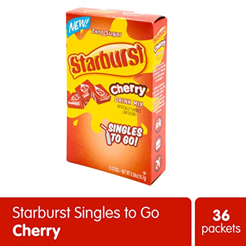 Starburst Singles To Go Powdered Drink Mix, Cherry, 12 Boxes with 6 Packets Each - 72 Total Servings, Sugar-Free Drink Powder, Just Add Water