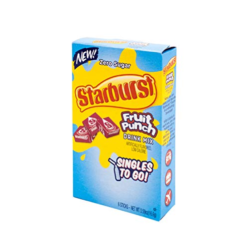 Starburst Singles To Go Powdered Drink Mix, Fruit Punch, Sugar-Free Drink Powder, Just Add Water,6 count (Pack of 12)