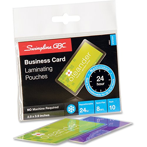 GBC Swingline 3747223 Laminating Pouch, Bus Card Size, 2-3/10-Inch x3-15/16-Inch, 10/PK, CL