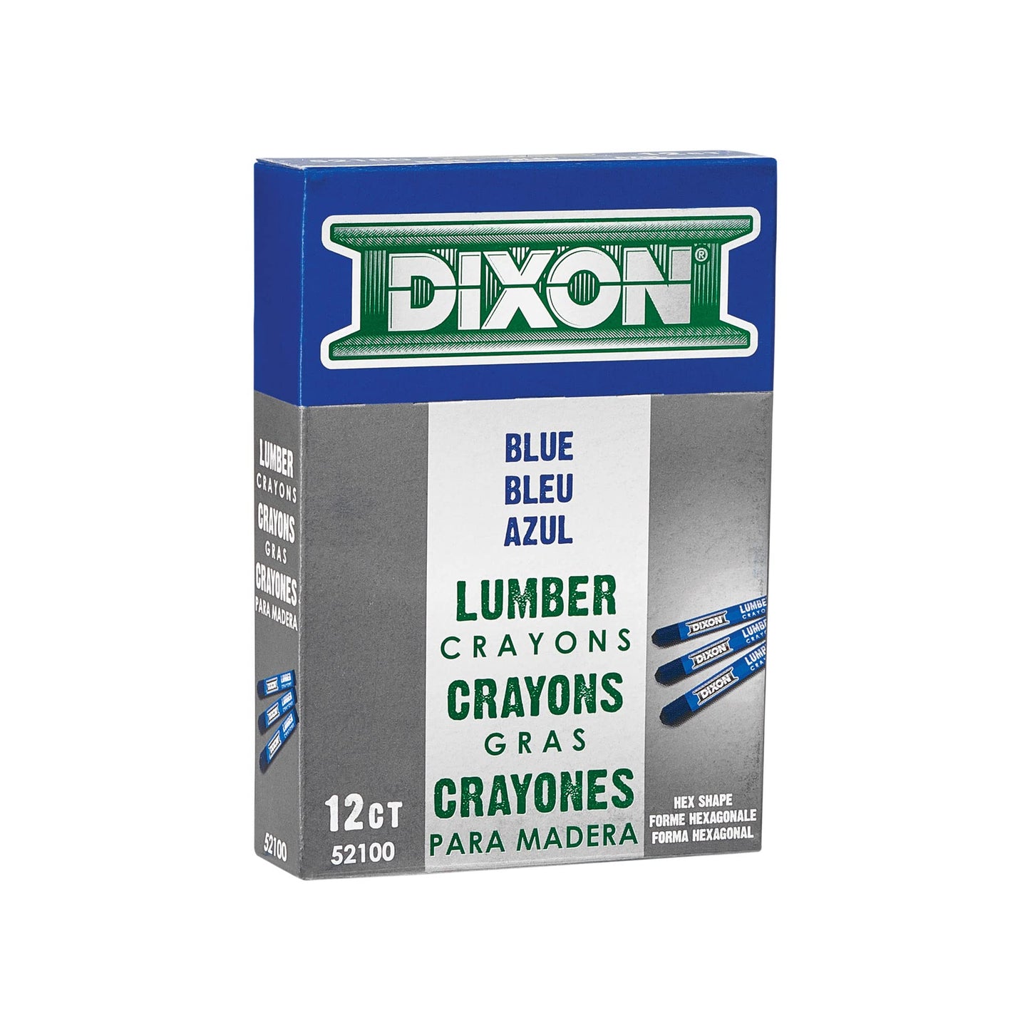 Dixon Industrial Lumber Crayons, Blue, 12 Count
