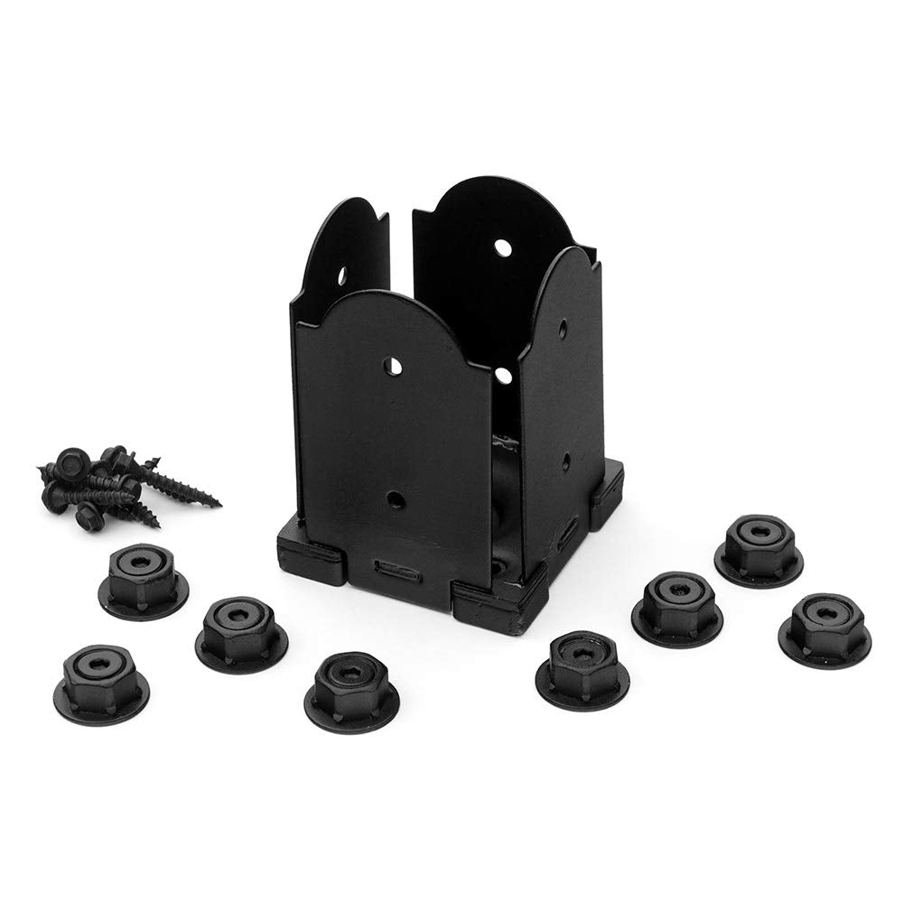 Ozco Building Products 56607 Laredo Sunset 4x4 Post Base Kit, (1 per Pack) , Black